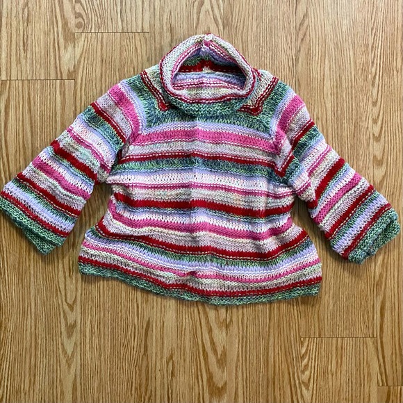 Anthropologie Sweaters - Anthropologie Candice Bell Sleeve Striped Pink Alpaca Wool Sweater